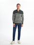 LC Waikiki Turtle Neck Long Sleeve Striped Men's Tricot Sweater